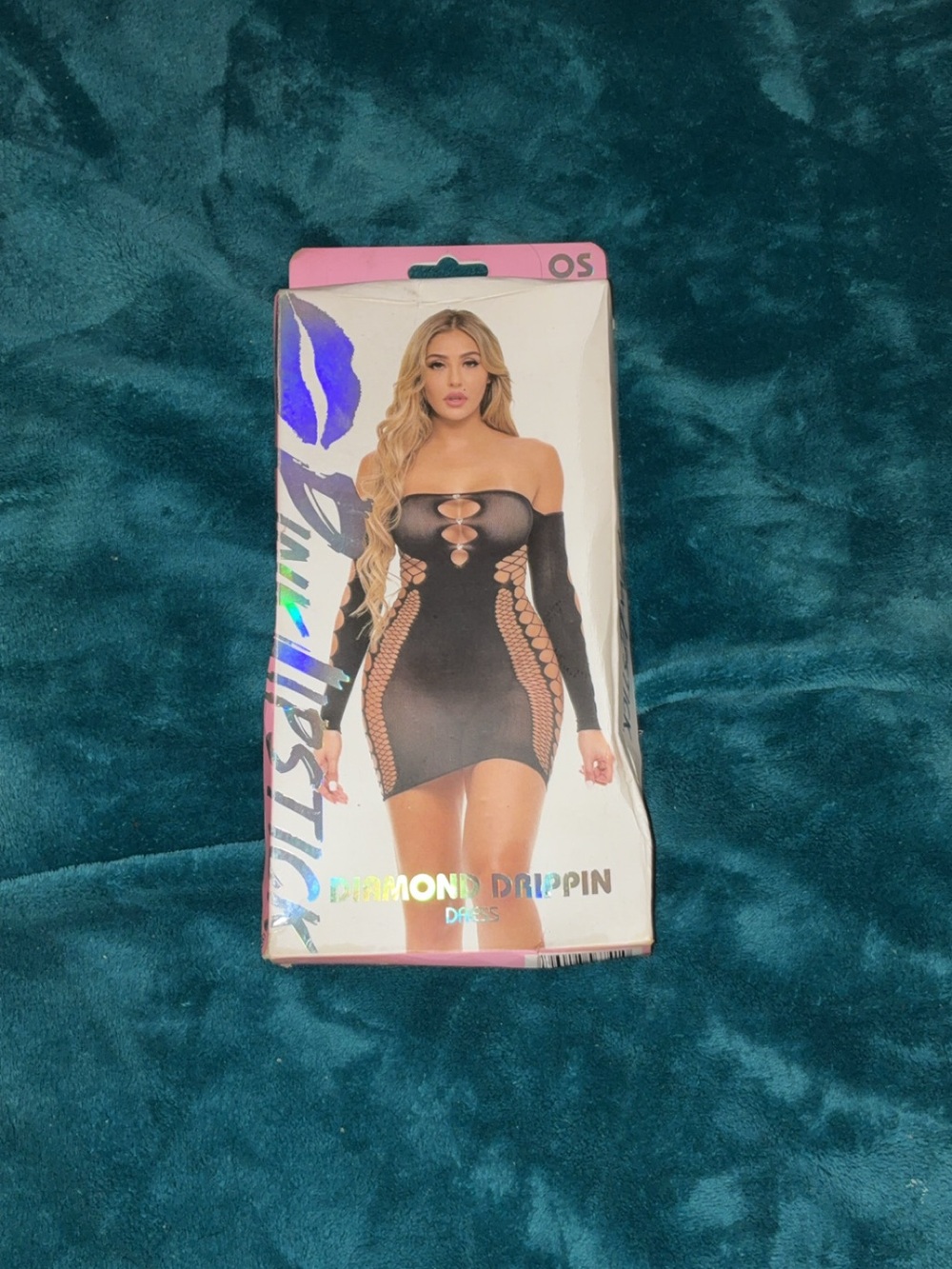 Drippin Diamond Dress Black Lingerie Outfit One Size Pink Lipstick NWT new